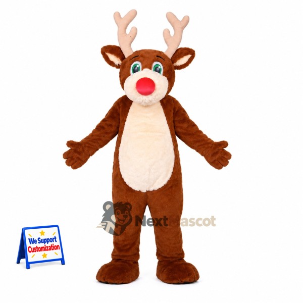 Reindeer Mascot Costume - Red Nose