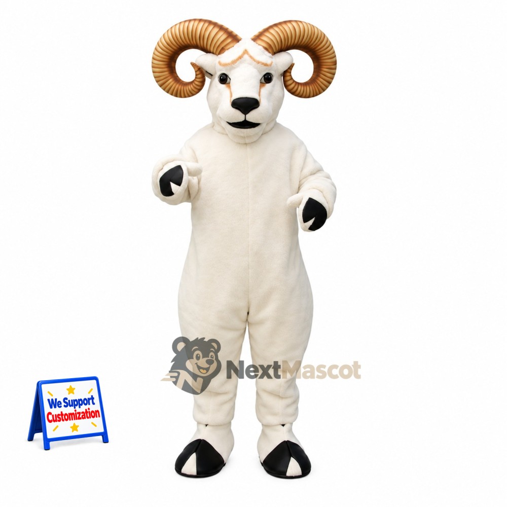Ram Mascot Costume - White