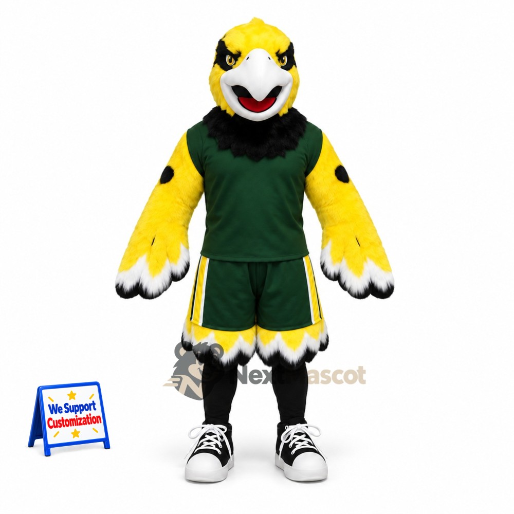 Eagle Mascot Costume - Yellow, Green Uniform
