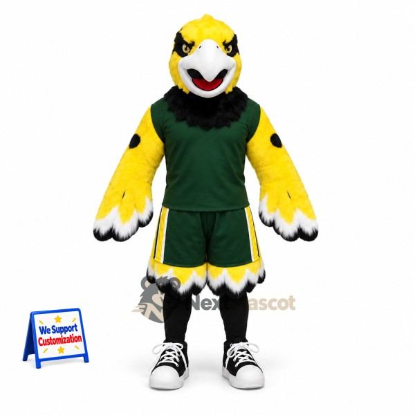Eagle Mascot Costume - Yellow, Green Uniform