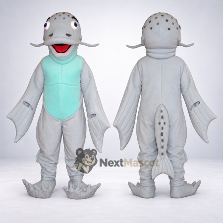 Catfish Mascot Costume - Gray for Ocean Festivals Catfish Mascot Costume - Gray for Ocean Festivals