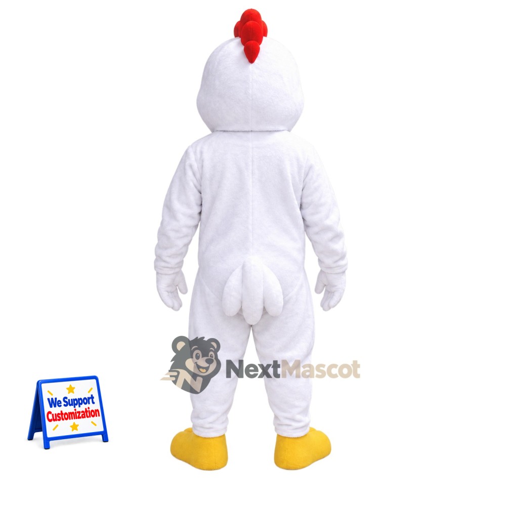 Rooster Mascot Costume - White, Red Wattle Rooster Mascot Costume - White, Red Wattle