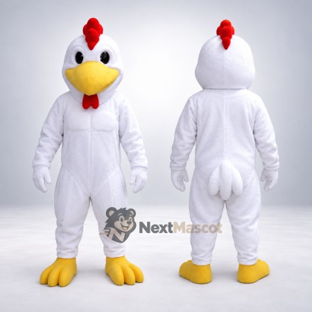 Rooster Mascot Costume - White, Red Wattle Rooster Mascot Costume - White, Red Wattle