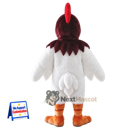Rooster Mascot Costume - White, Brown Neck Rooster Mascot Costume - White, Brown Neck