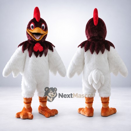 Rooster Mascot Costume - White, Brown Neck Rooster Mascot Costume - White, Brown Neck