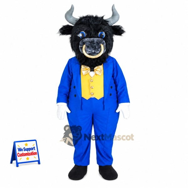 Bull Mascot Costume - Blue Suit