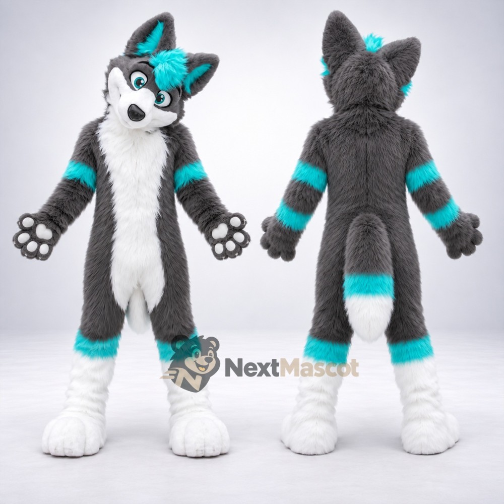 Wolf Mascot Costume - Gray and Blue Wolf Mascot Costume - Gray and Blue