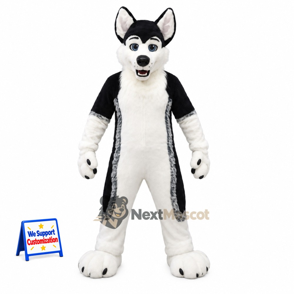 Husky Mascot Costume - Black and White Husky Mascot Costume - Black and White