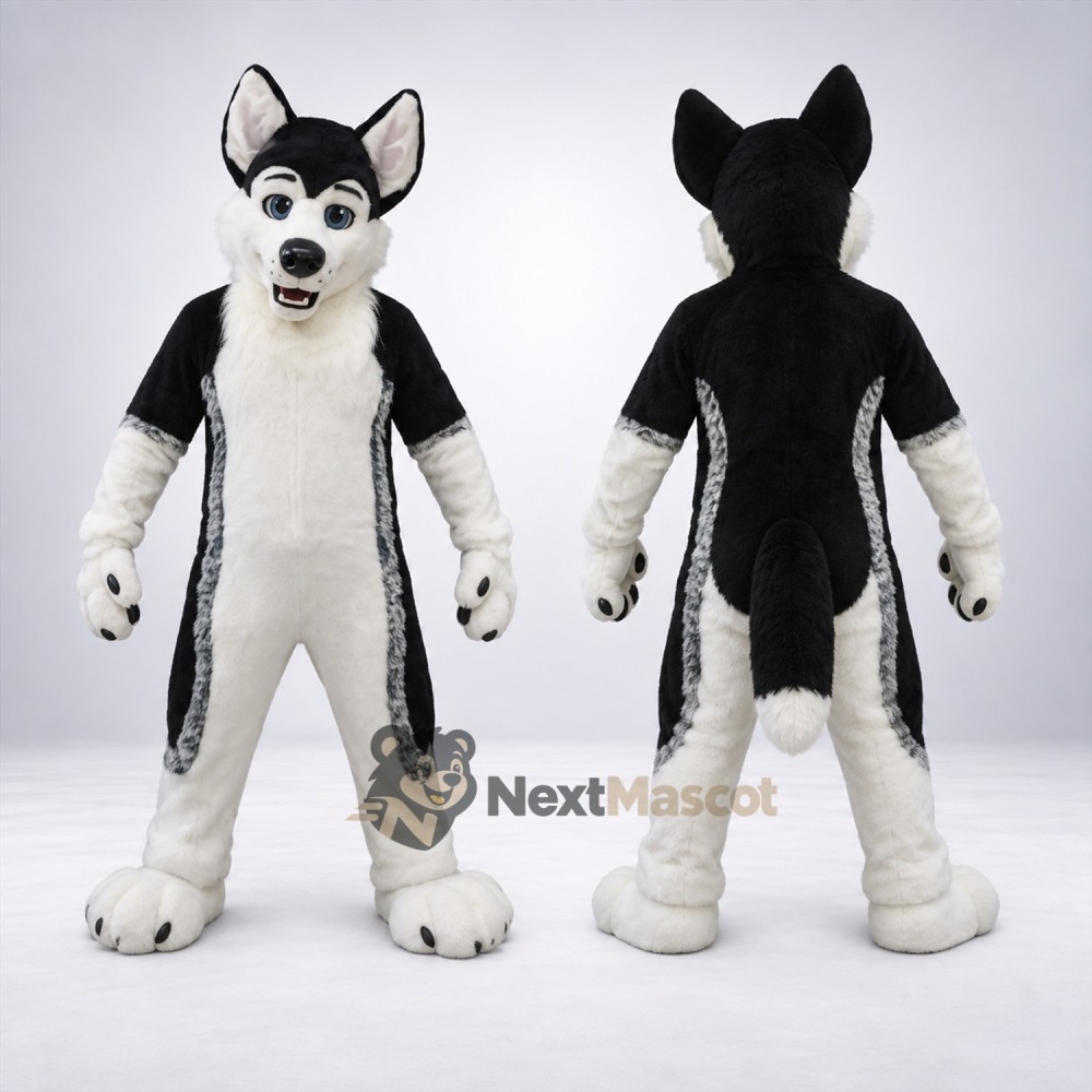 Husky Mascot Costume - Black and White Husky Mascot Costume - Black and White