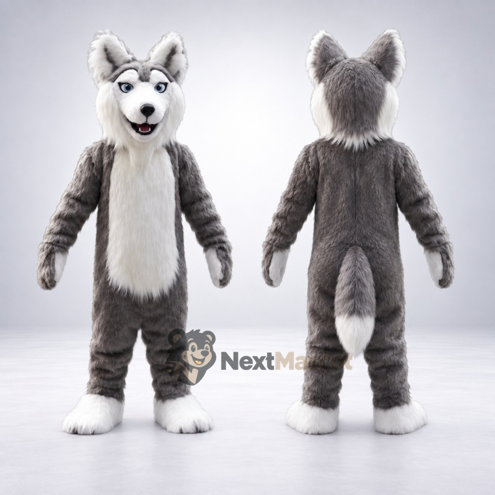 Husky Mascot Costume - Gray for School Events Husky Mascot Costume - Gray for School Events
