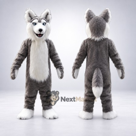 Husky Mascot Costume - Gray for School Events Husky Mascot Costume - Gray for School Events