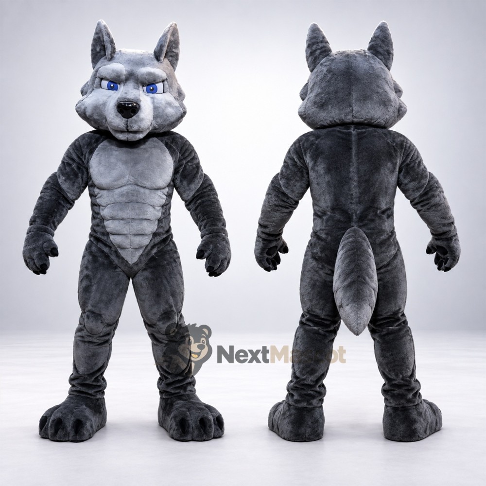 Wolf Mascot Costume - Muscular, Gray Wolf Mascot Costume - Muscular, Gray