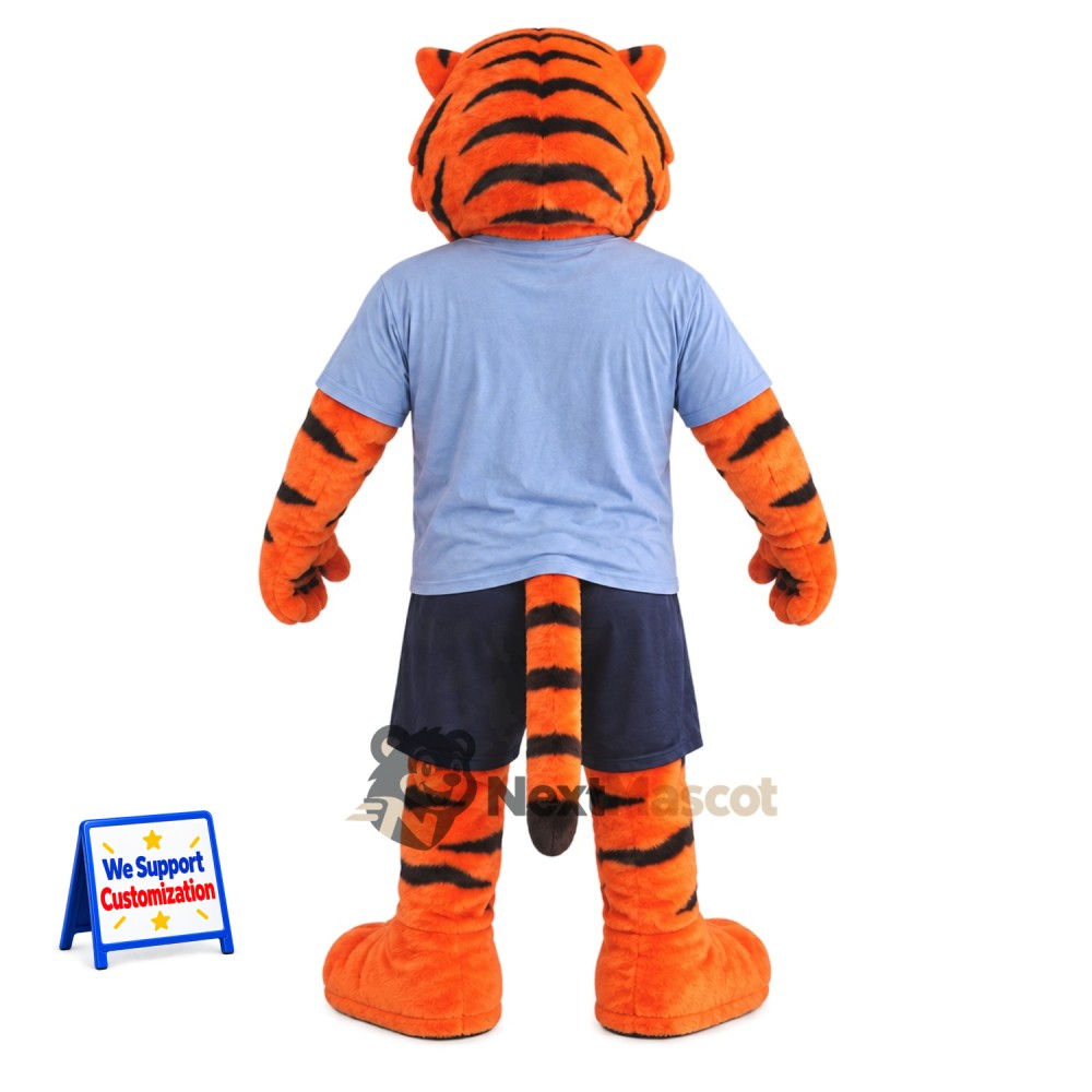 Tiger Mascot Costume - Blue Shirt