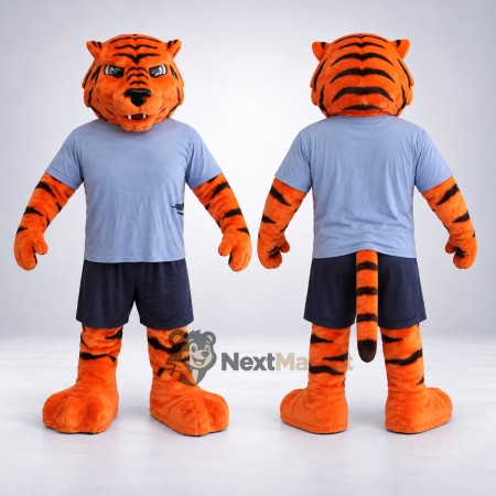 Tiger Mascot Costume - Blue Shirt