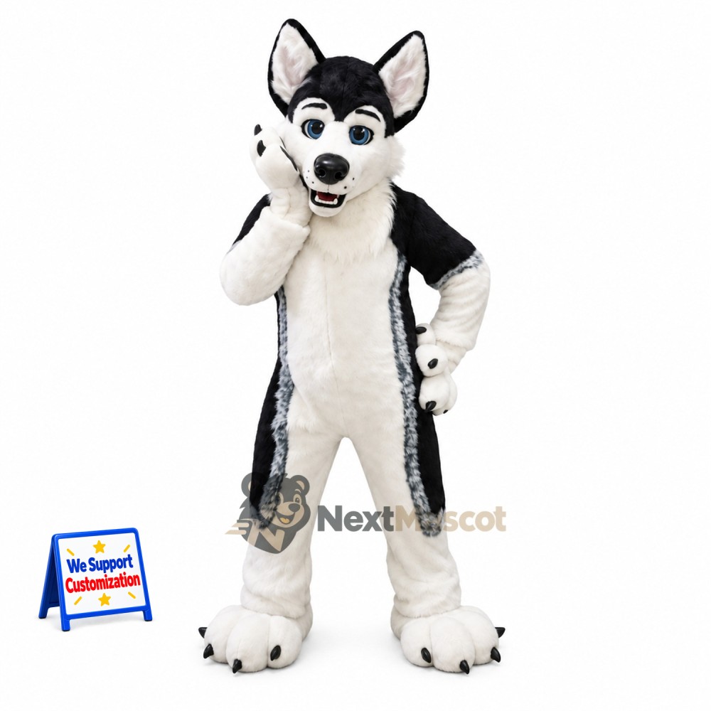 Husky Mascot Costume - Black and White for Parades Husky Mascot Costume - Black and White for Parades