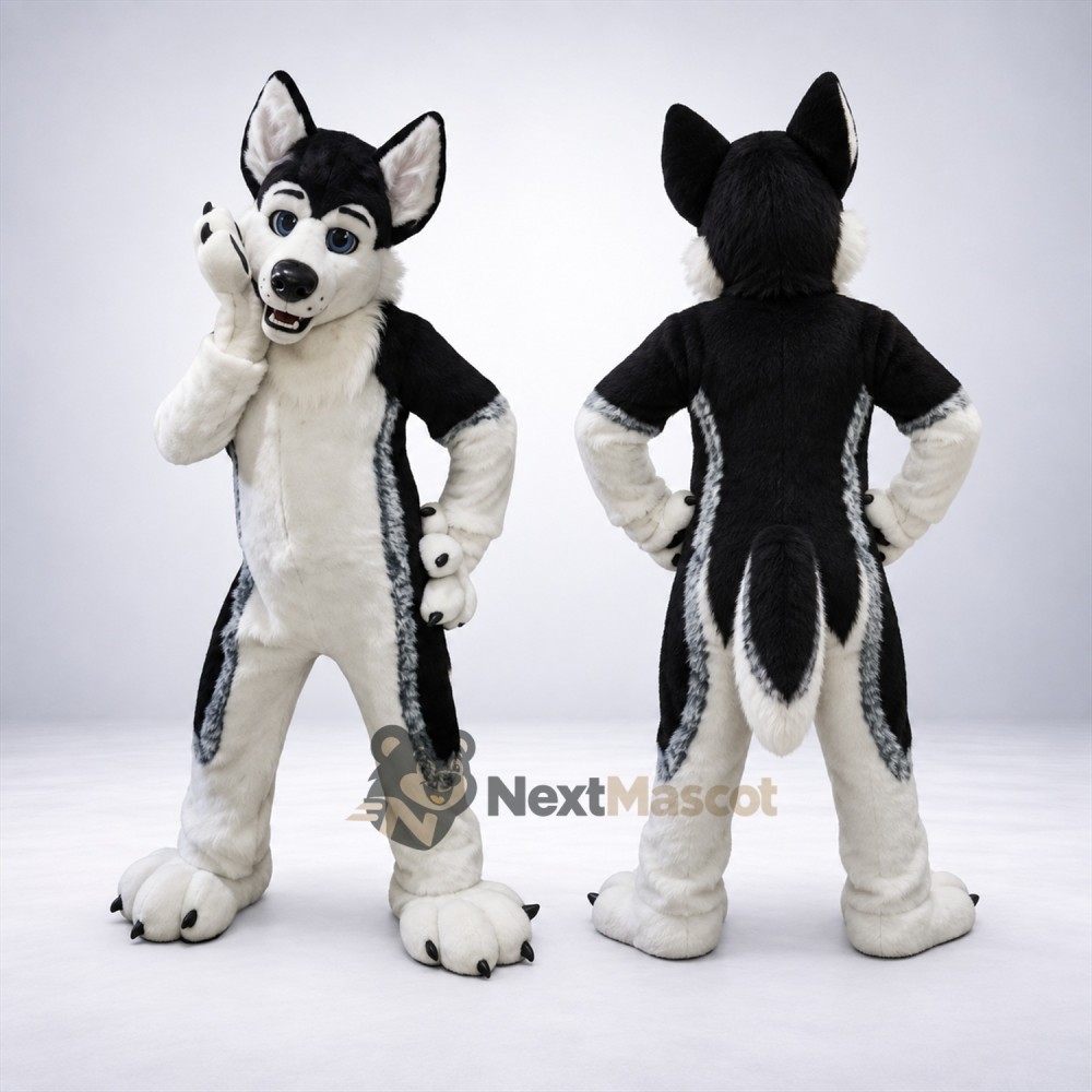 Husky Mascot Costume - Black and White for Parades Husky Mascot Costume - Black and White for Parades