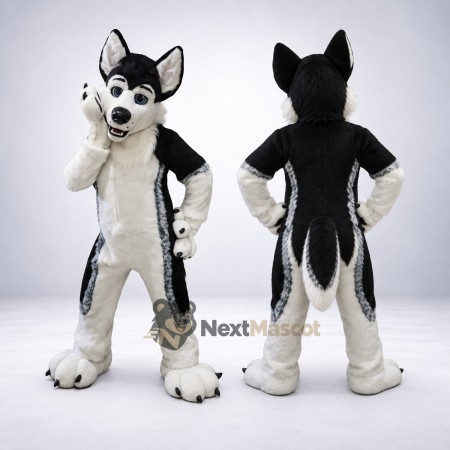 Husky Mascot Costume - Black and White for Parades Husky Mascot Costume - Black and White for Parades