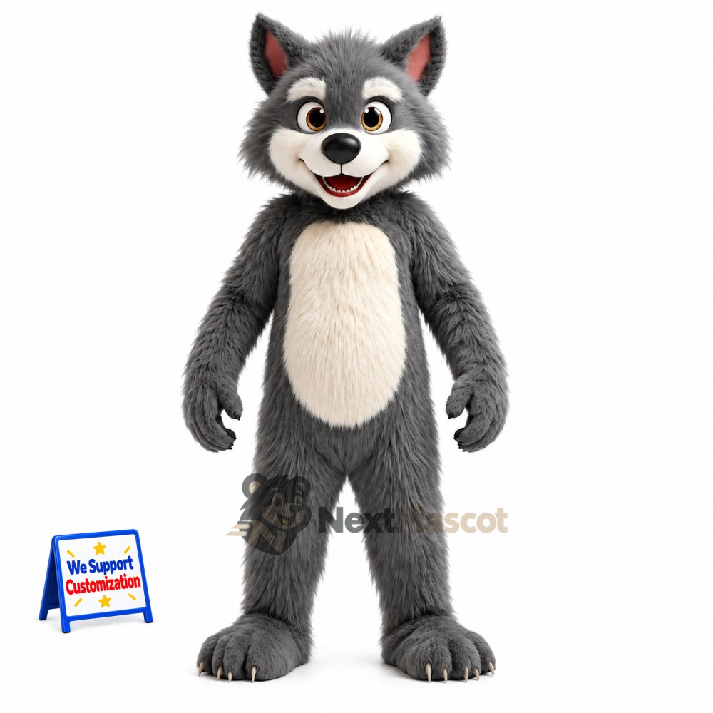 Wolf Mascot Costume - Gray for Family Events Wolf Mascot Costume - Gray for Family Events