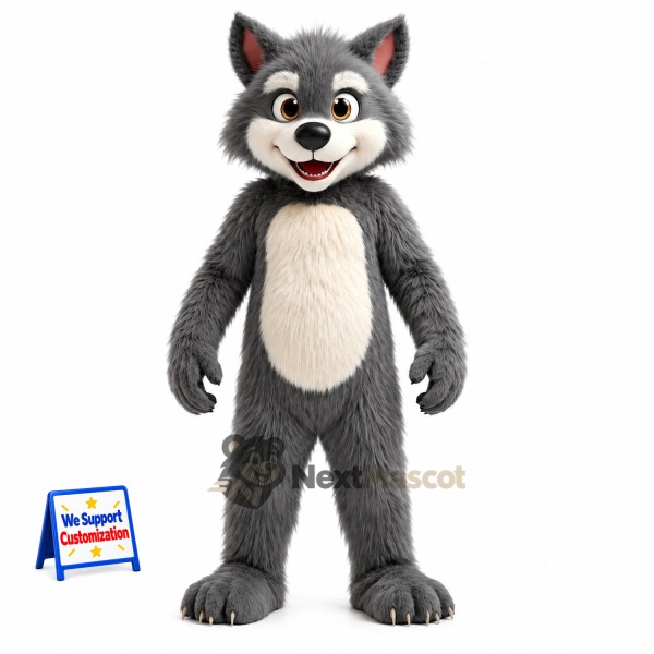 Wolf Mascot Costume - Gray for Family Events