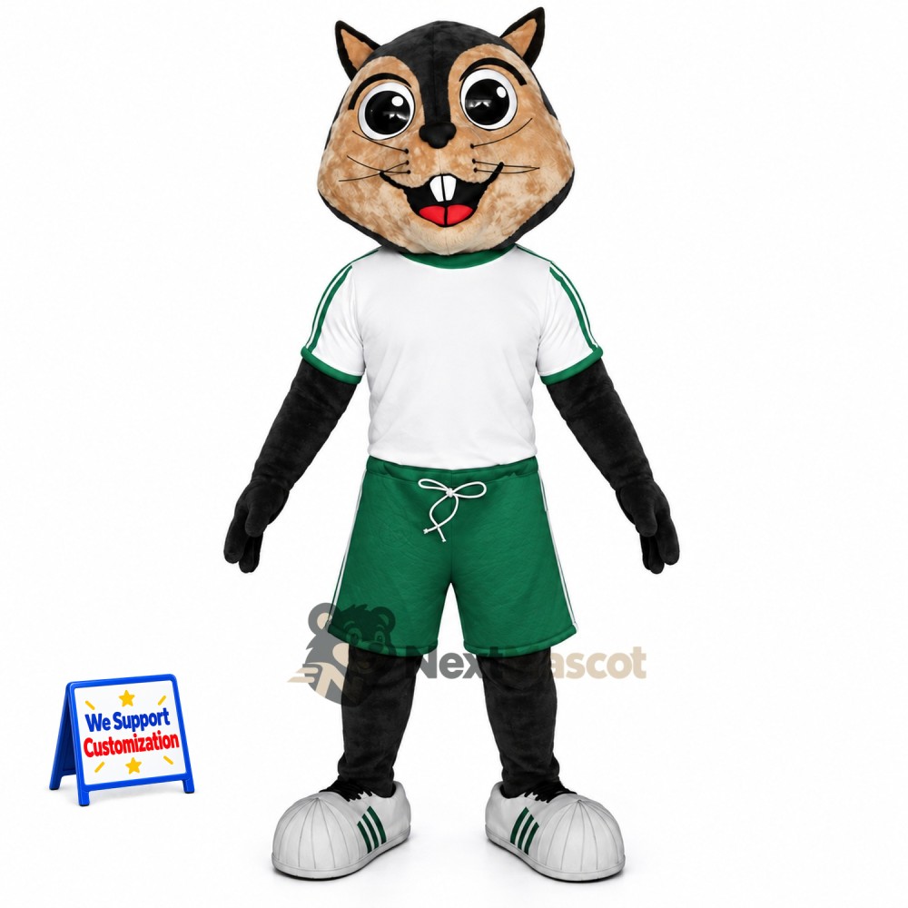 Chipmunk Mascot Costume - White Shirt and Green Shorts