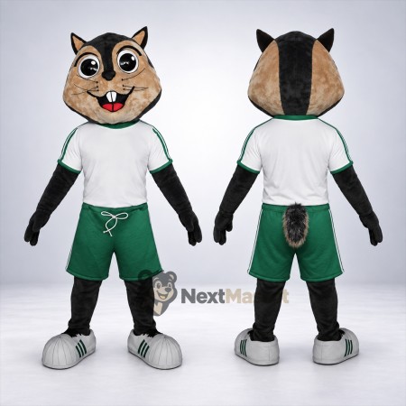Chipmunk Mascot Costume - White Shirt and Green Shorts