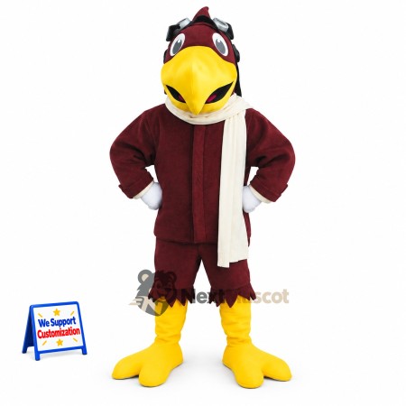 Eagle Mascot Costume - Maroon Coat and Cream Scarf