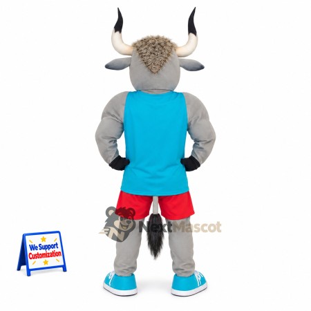 Bull Mascot Costume - Blue Shirt Bull Mascot Costume - Blue Shirt