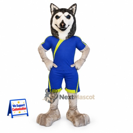 Wolf Mascot Costume - Blue Uniform Wolf Mascot Costume - Blue Uniform
