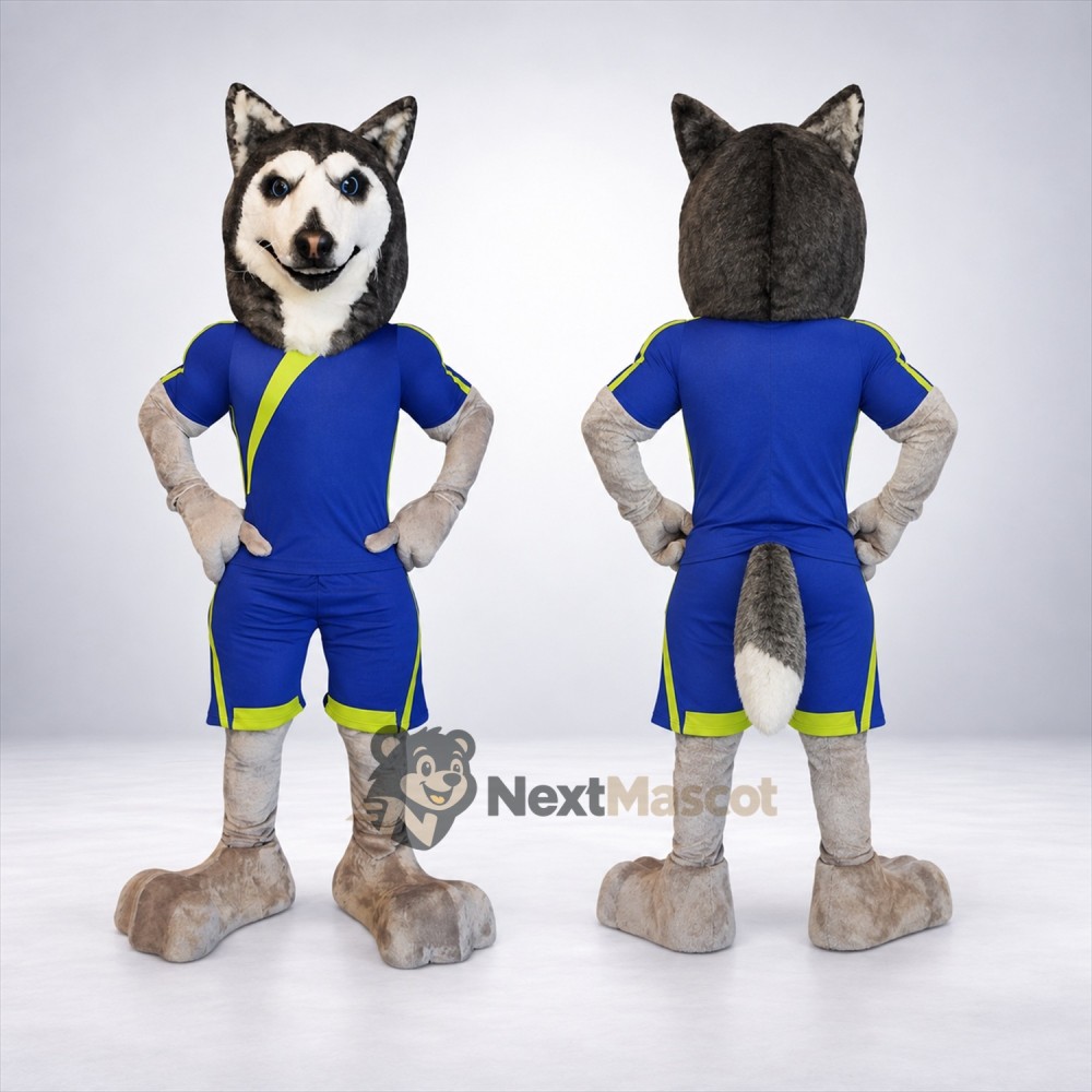 Wolf Mascot Costume - Blue Uniform Wolf Mascot Costume - Blue Uniform