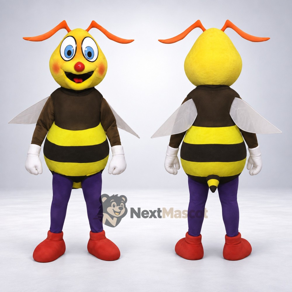 Bee Mascot Costume - Yellow, Blue Legs and Red Boots Bee Mascot Costume - Yellow, Blue Legs and Red Boots