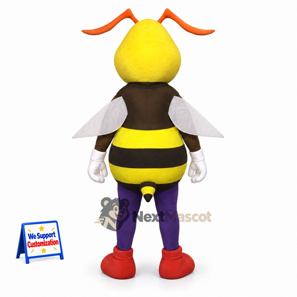 Bee Mascot Costume - Yellow, Blue Legs and Red Boots Bee Mascot Costume - Yellow, Blue Legs and Red Boots