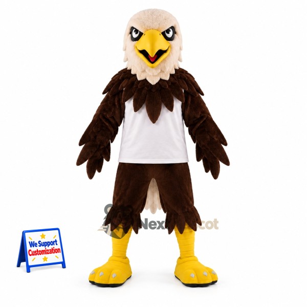 Eagle Mascot Costume - Brown, White Shirt