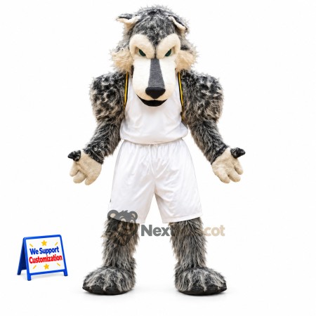 Wolf Mascot Costume - Gray, White Uniform for Parades Wolf Mascot Costume - Gray, White Uniform for Parades