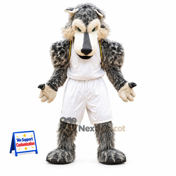 Wolf Mascot Costume - Gray, White Uniform for Parades