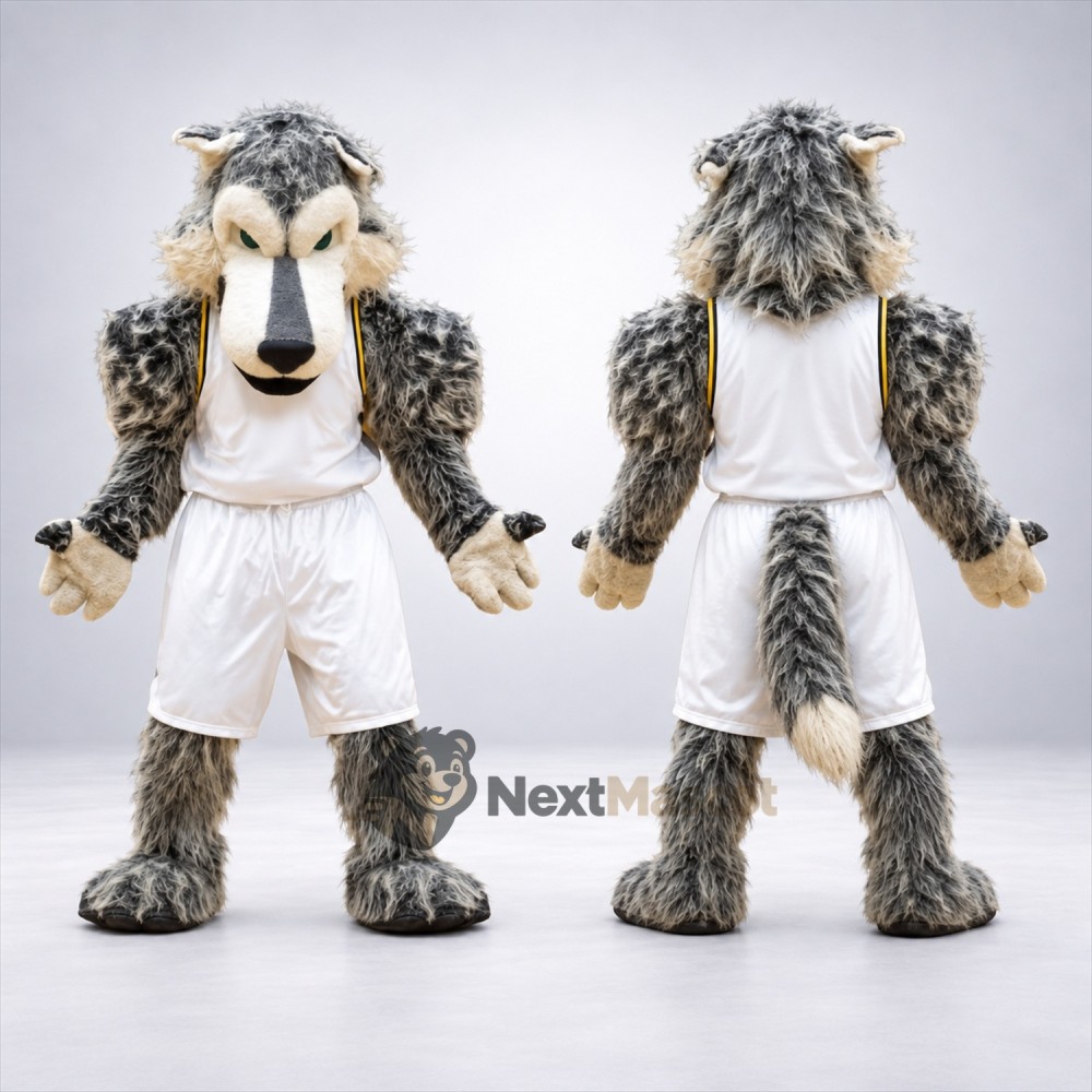 Wolf Mascot Costume - Gray, White Uniform for Parades Wolf Mascot Costume - Gray, White Uniform for Parades