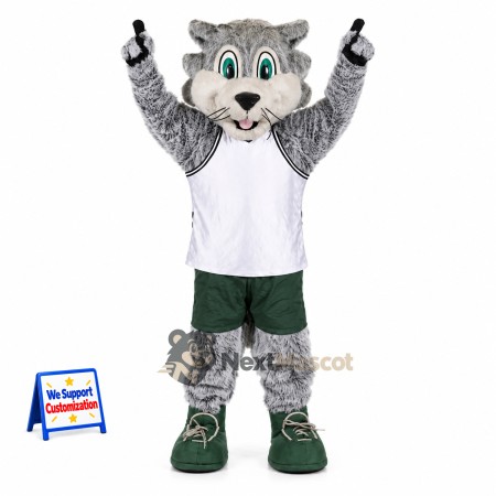 Wolf Mascot Costume - Gray, White Shirt for School Events