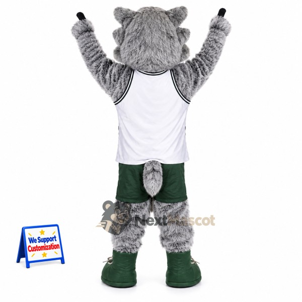Wolf Mascot Costume - Gray, White Shirt for School Events