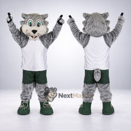 Wolf Mascot Costume - Gray, White Shirt for School Events