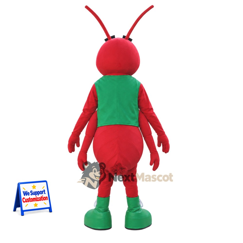 Ant Mascot Costume - Red, Green Vest Ant Mascot Costume - Red, Green Vest