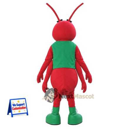 Ant Mascot Costume - Red, Green Vest Ant Mascot Costume - Red, Green Vest
