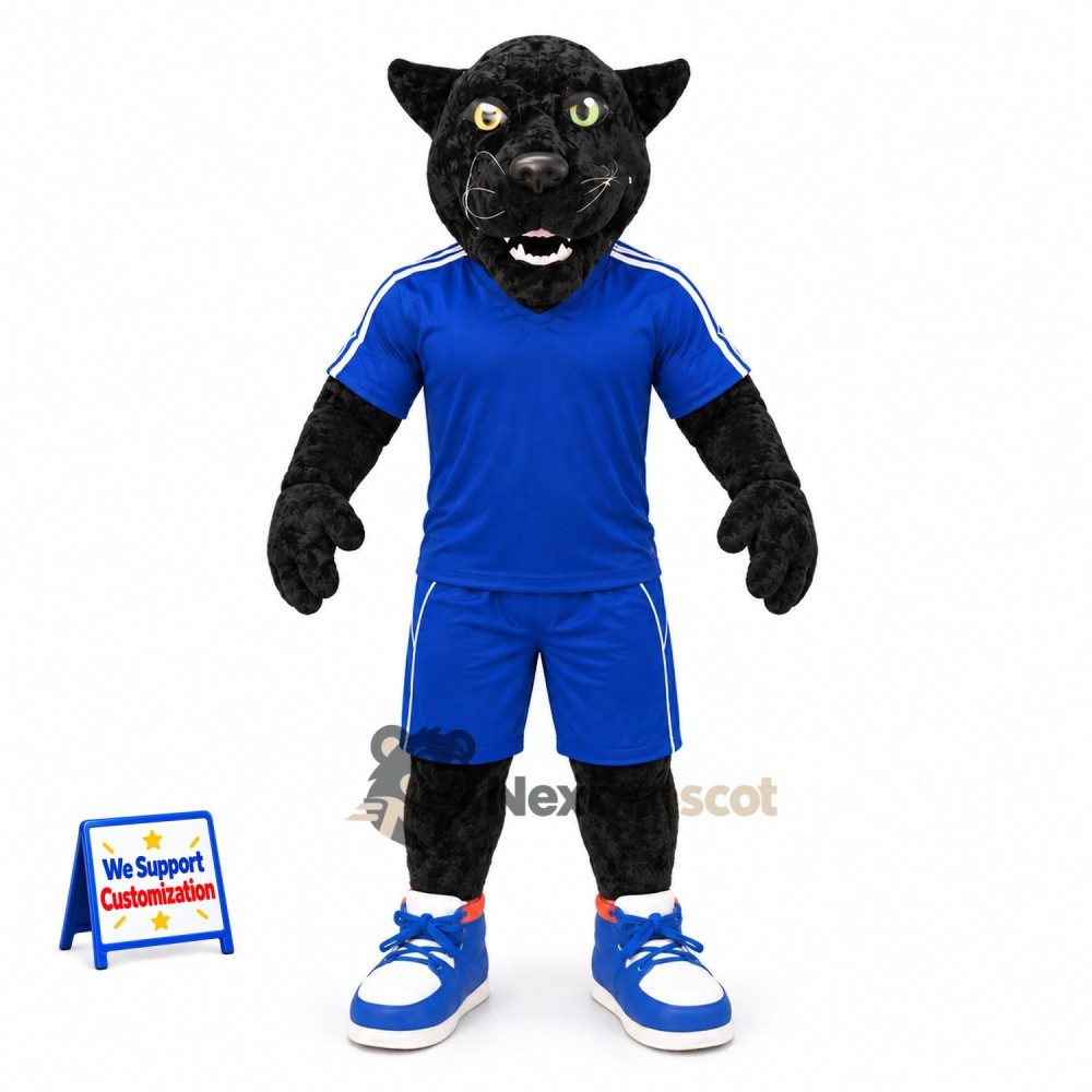 Panther Mascot Costume - Blue Uniform Panther Mascot Costume - Blue Uniform