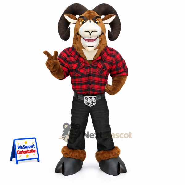 Ram Mascot Costume - Plaid Shirt