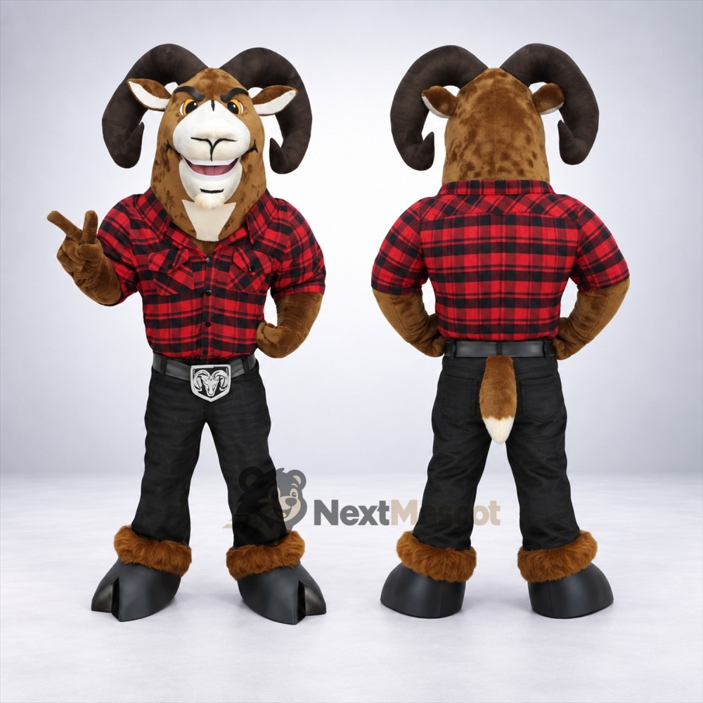 Ram Mascot Costume - Plaid Shirt