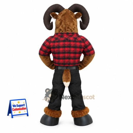 Ram Mascot Costume - Plaid Shirt