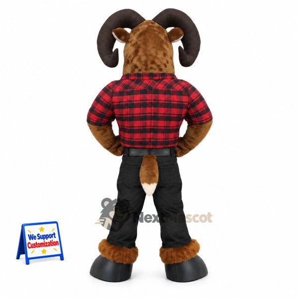 Ram Mascot Costume - Plaid Shirt Ram Mascot Costume - Plaid Shirt