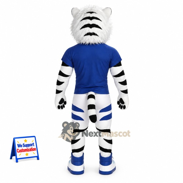 Tiger Mascot Costume - White, Blue Uniform Tiger Mascot Costume - White, Blue Uniform