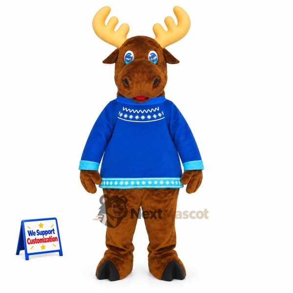 Moose Mascot Costume - Blue Sweater