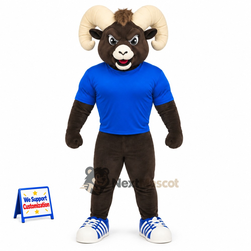 Ram Mascot Costume - Blue Shirt