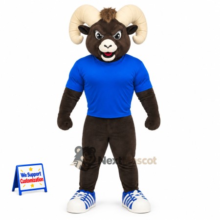 Ram Mascot Costume - Blue Shirt