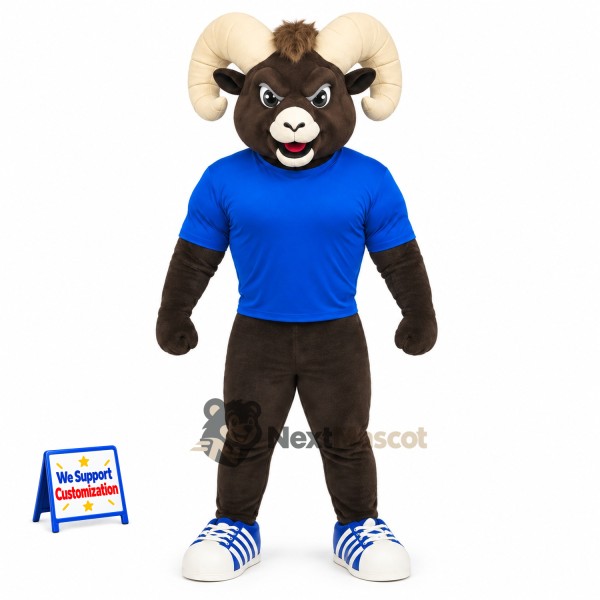 Ram Mascot Costume - Blue Shirt